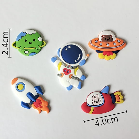 CRAFTHROU Plastic Outer Space Cake Decor Assorted Color 15Pcs 1.57X0.98X0.08in