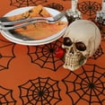 thumbnail image 3 of LUSHVIDA Halloween Tablecloth Rectangle - 60x120 inch Spider Web Table Cloth Washable Wrinkle Resistant Decorative Table Cover for Holiday Dinner Party, Banquet, Dining Table 130 GSM, 3 of 5
