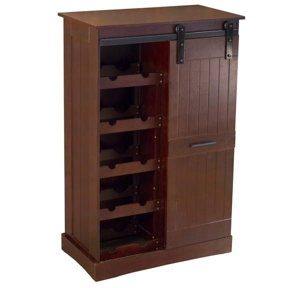 Contemporary Home Living 3.5' Hickory Brown Industrial Oxford Bar Cabinet