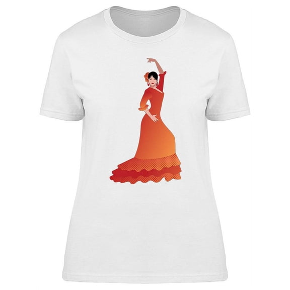 Woman Wearing Flamenco Dress T-Shirt Women -Image by Shutterstock, Female Large