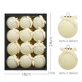 thumbnail image 2 of 12 Pcs Flocked Bow Christmas Ball Ornaments 2.36 in Cream Velvet Tree Hanging Bulbs Decorative Set for Holiday Party Decor, 2 of 7