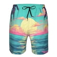 thumbnail image 3 of Fotbe Retro Palm Beach Sunset Trajes de Baño Estampados para Hombre, Shorts de Verano de Secado Rápido, Ropa de Playa, Bañadores-Medium, 3 of 6