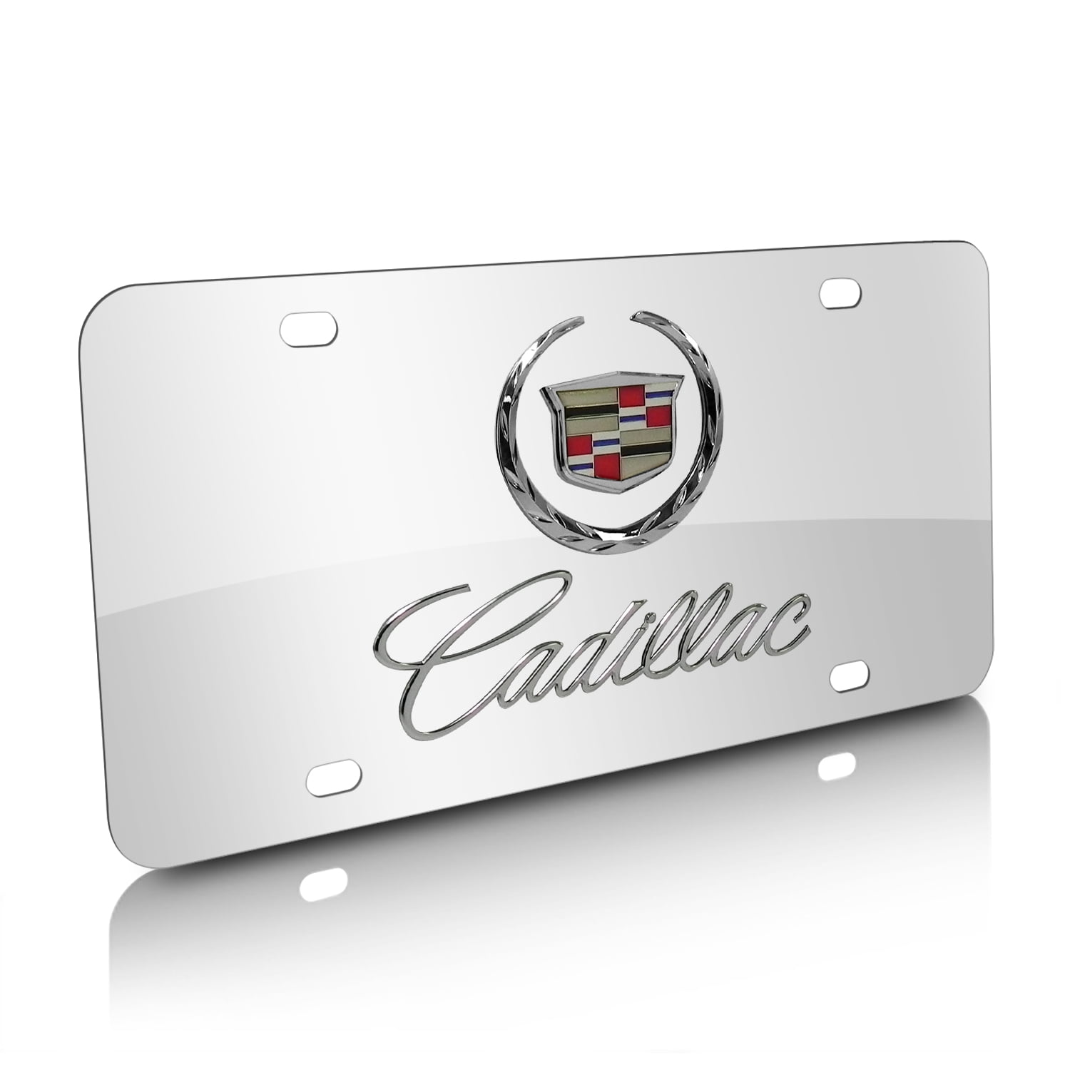 DTS Name On Carbon Stainless Steel License Plate Cadillac Gold Logo 