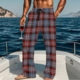 thumbnail image 2 of Diufon Christmas Pajama Pants Men Plaid Elastic Waist Wide Leg Pant Plus Size Casual Loose Trousers with Pockets, 2 of 7