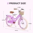 thumbnail image 2 of Couleurs Multiples, Vélo pour Filles avec Panier pour Enfants de 7 à 10 Ans, Roue de 20 Pouces, Roues Stabilisatrices Non Incluses, 2 of 6