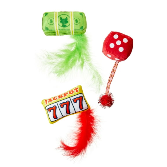 Vibrant Life Vegas Cat Toys with Catnip, 3 Pack, Multicolor, Polyester Nylon