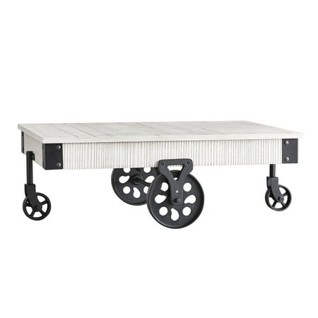 Cocktail Wheel - Weston Home Factory Metal Supports Cocktail Table with Functional Wheels
