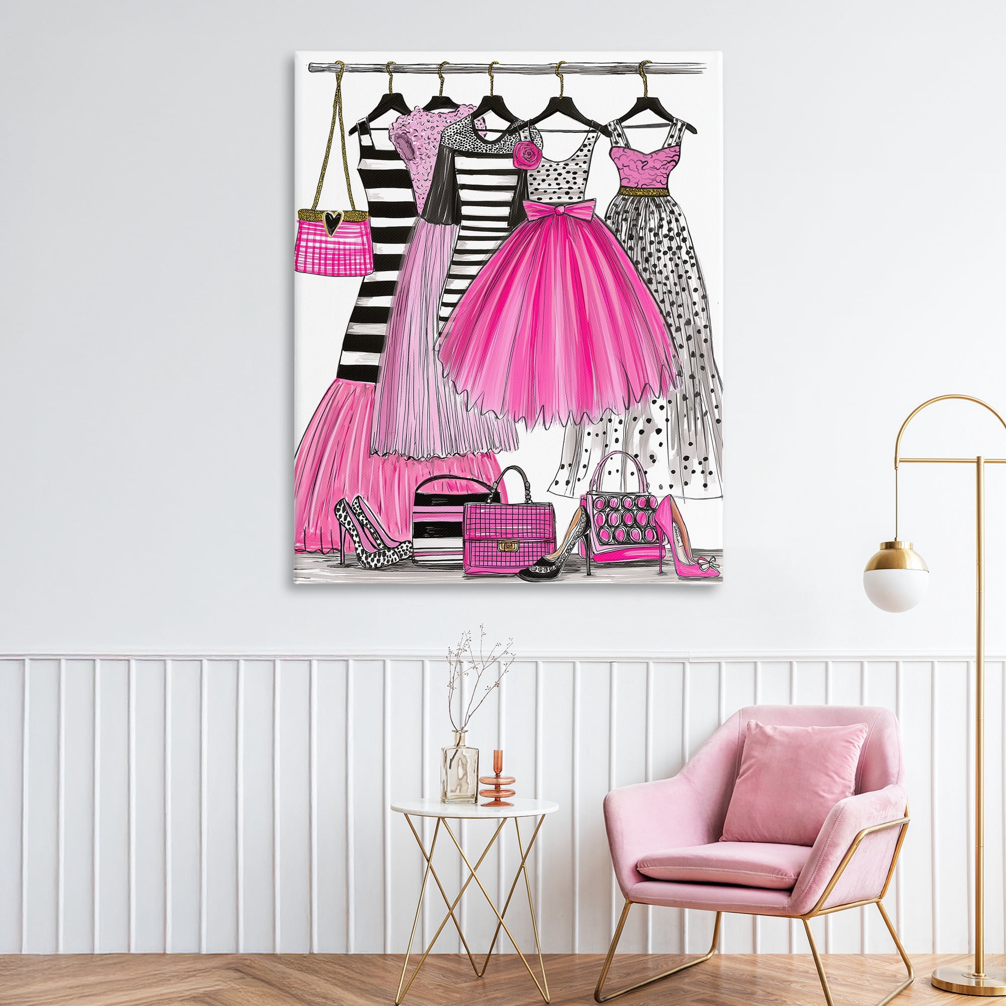 Stupell Industries Chic Pink Tulle Dresses Canvas Wall Art, design by Jess Stempel