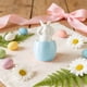 thumbnail image 1 of Uuiauoio Ceramic Bunny Egg Ornaments — Porcelain Rabbit Figurines on Egg Sculpture — Cute See Hear Speak No-Evil Decorative Desk & Shelf , Easter & Housewarming Gift, 1 of 6