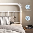 thumbnail image 3 of Allewie Twin Size Metal Platform Bed Frame with Victorian Style Wrought Iron-Art Headboard Footboard, White, 3 of 7
