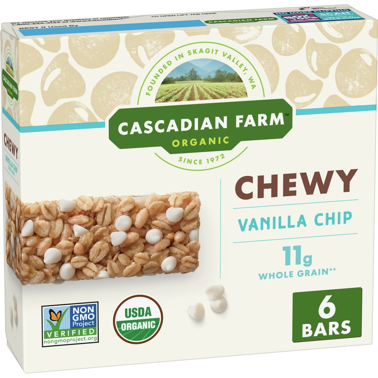 Pack of 12, Cascadian Farm Vanilla Chip Chewy Granola Bar, 7.4 oz