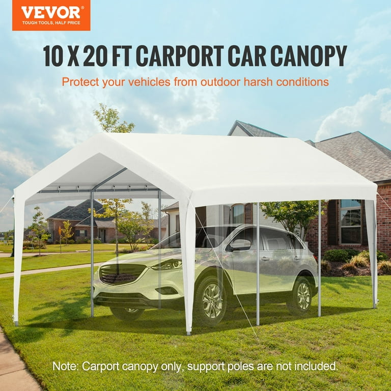 VEVOR Carport Replacement Canopy Cover, 10 x 20 ft, Ripstop Triple-Layer PE Fabric Garage Top Tarp Shelter Cover, UV Resistant Waterproof Car Cover