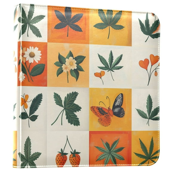 FORMRS 3 Ring Photo Album 4"x6" Self Adhesive Large Capacity PU Leather Cover, Cartoon Plants