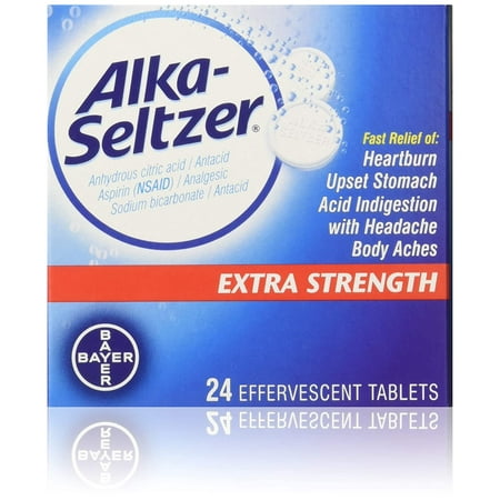Alka-Seltzer Effervescent Extra Strength 24 Ct 3 Pk | Anhydrous Citric Acid/ Antacid Tablets | Heartburn Medicine | Stomach Relief | Acid Reducer | Health Care Products | Indigestion Relief