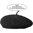 thumbnail image 3 of Byfri Crochet Straw Beret Hat French Artist Style Summer Hat for Women Daily Wear 54-58cm, 3 of 7