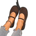 thumbnail image 5 of IEMIEMIEM Mary Jane Shoes Women Suede Ballet Flats Platform Non-Slip Classics Round Toe Ankle Buckle Strap Comfort Casual Dress Work Mary Jane Flat Shoes Coffee 8 Wide, 5 of 7