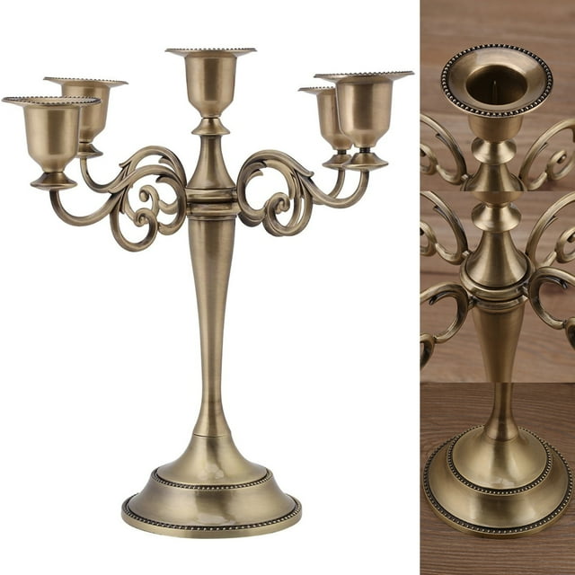 European Style 5 Arms Candle Holder, Durable Sturdy 5 Arms Candelabra, Alloy For Dinner Party And Formal Event Centerpiece