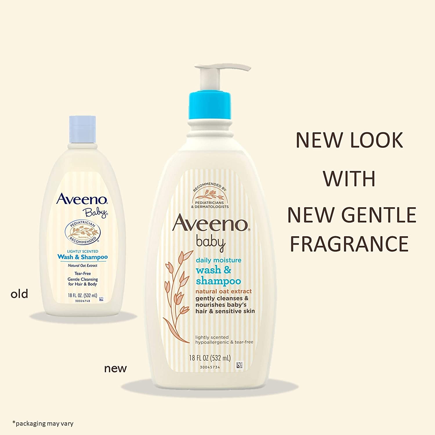 Aveeno Baby Daily Moisture Gentle Bath Wash & Shampoo with Natural Oat Extract, 18 fl. oz, Package may vary