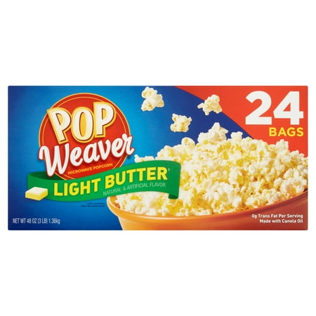 Pop Weaver Light Butter Microwave Popcorn, 24 count, 48 oz