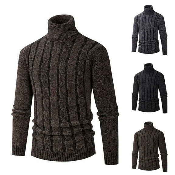 Bixock Men Faux Knit Warm Tops,Men Long Sleeved Shirts Top,Men Casual Tops Solid Color High Neck Knit Sweater Long Sleeve Warm Tops