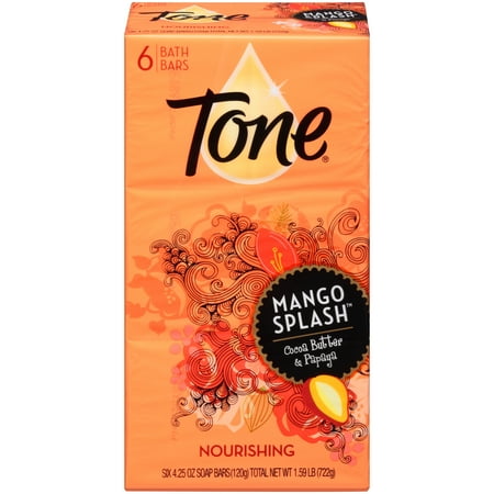 Tone Bath Bar Soap, Mango Splash, 4.25 Ounce Bars, 6 Count