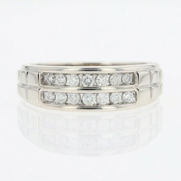 Dual Row Channel Set Half Eternity Diamond Ring 2.4 Ct Diamond 14K White Gold Over