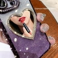 thumbnail image 3 of Glitter Mirror Case for iPhone 15 Pro Max,Luxury Diamond Heart Makeup Mirror Bling Sparkly Rhinestone with Camera Protector Soft Plating Bumper Women Girls Case for iPhone 15 Pro Max (Silver), 3 of 4