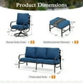 thumbnail image 7 of Alpha Joy 5 Piece Outdoor Patio Converation Set Metal Outdoor Furniture Set with Swivel Chairs & Ottomans & 5.75" Thickened Cushions, Pacific Blue, 7 of 7