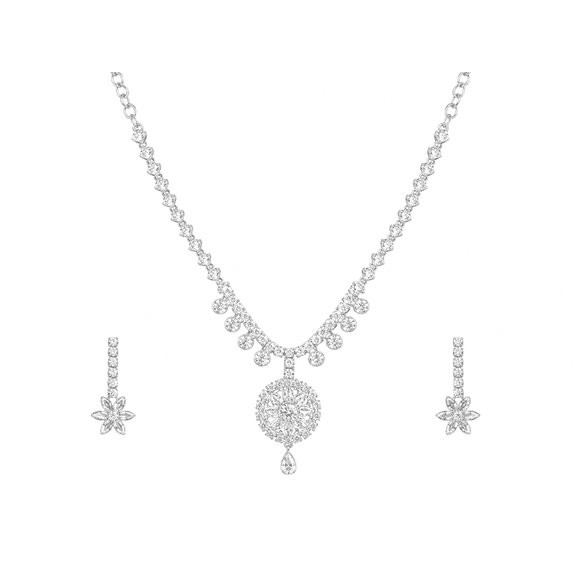 REGVO - Pendant Earring Set 02 – Elegant Matching Necklace and Earrings Set for Women, Silver Plated Fashion Jewelry for Formal Occasions