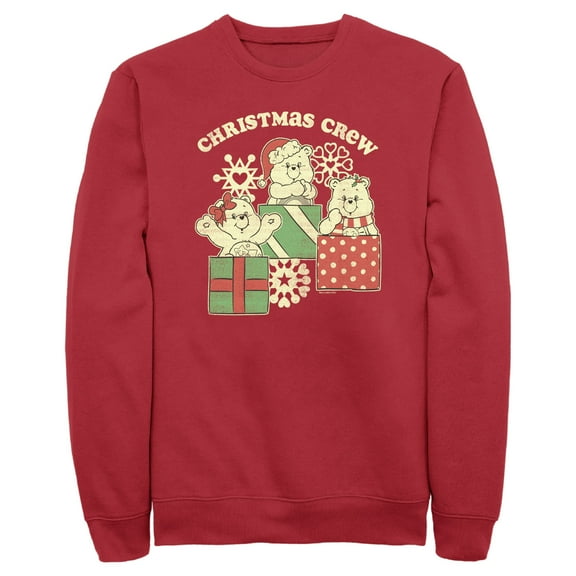 Men's Care Bears Distressed Christmas Crew  Sweatshirt Red 3X Large