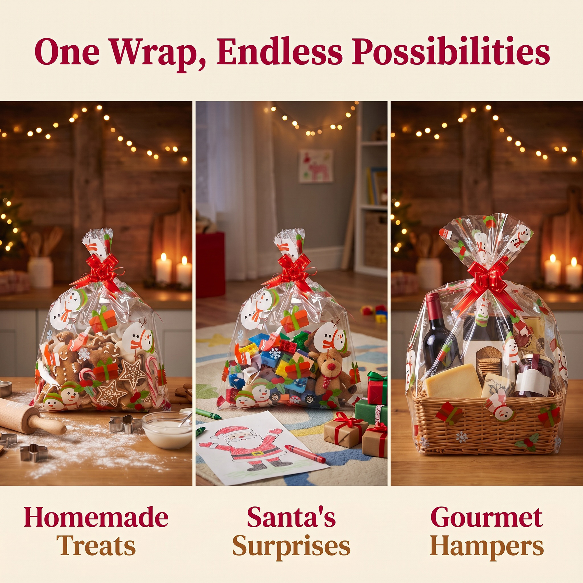 Unique Bargains 10Pcs Gift Bags for Present Packaging Snoman Pattern 17.7" x 23.6"