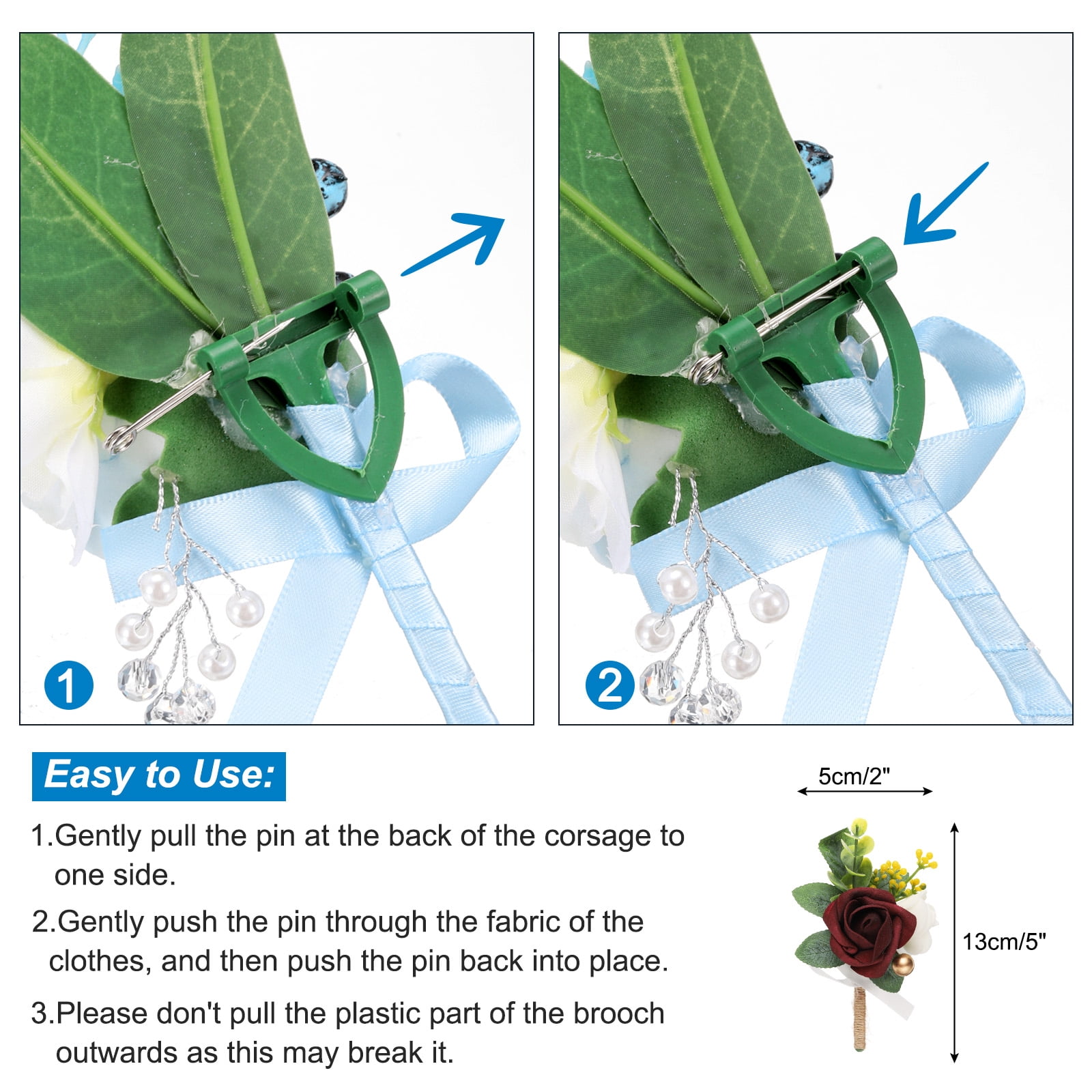Unique Bargains Artificial Flower Boutonnieres for Men Pocket Corsage 20Pcs Wine Red