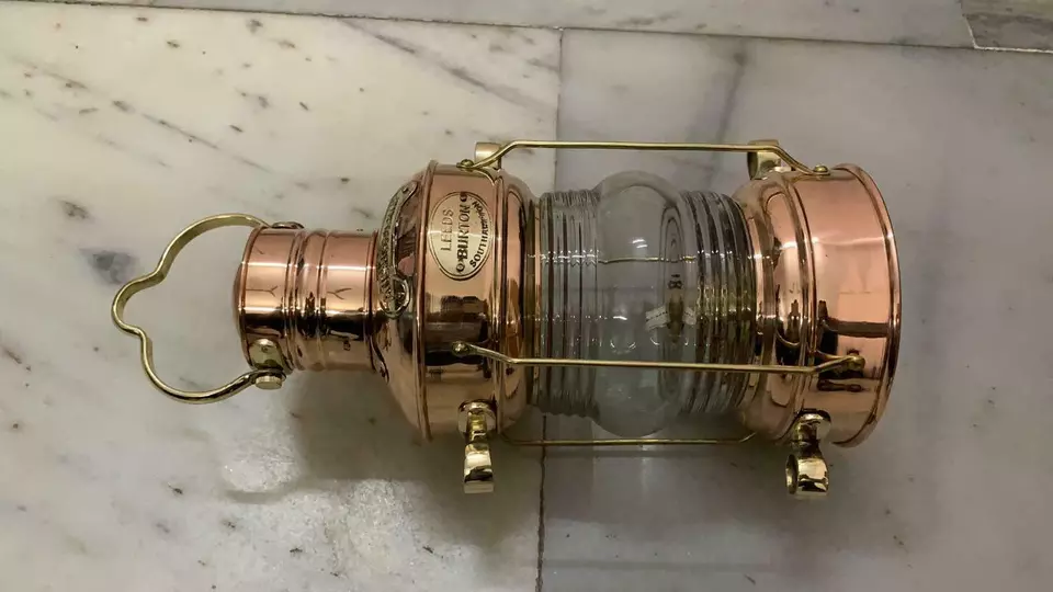 12" Vintage Brass Copper Anchor Oil Lamp Collectible Nautical Maritime Ship Lantern Oil lamp Boat Light