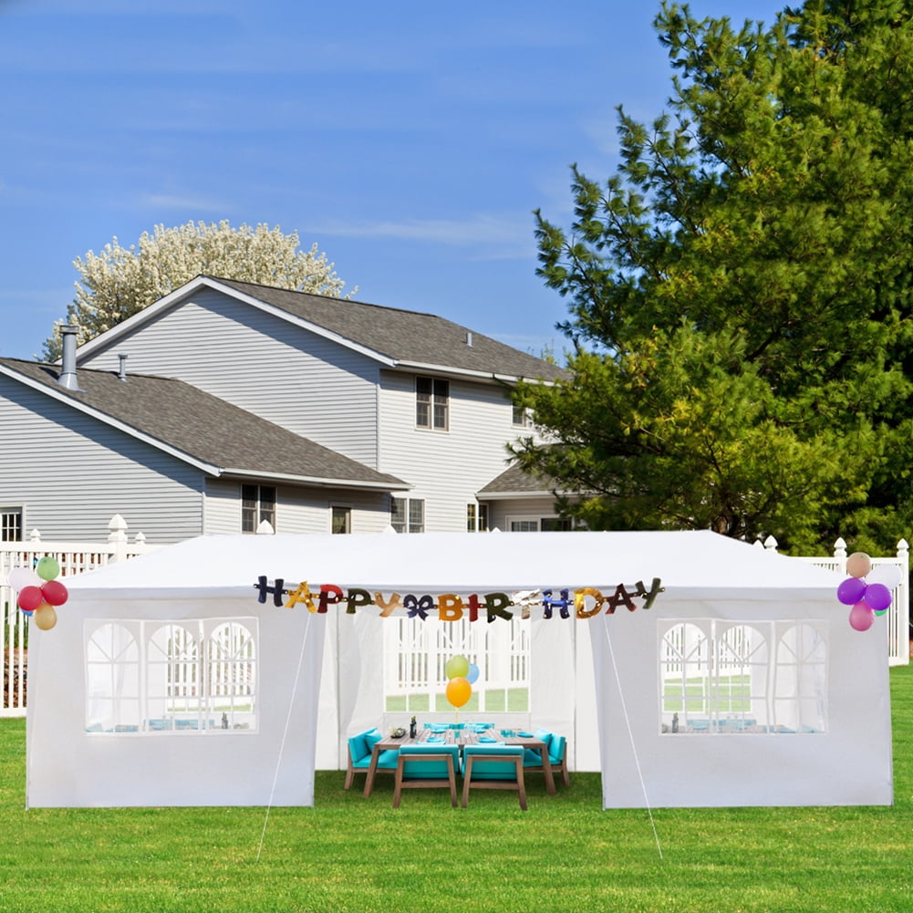 Kepooman 10'x30' Outdoor Party Tent, Wedding Sun Shelter with 7 Removable Sidewalls, Waterproof Tent for Outdoors, White