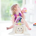 thumbnail image 6 of Easter Bunny Basket Tote Bag Gift Storage Long Ears Design - Fabric Material Adjustable Handle Egg Hunt Essential(White), 6 of 6