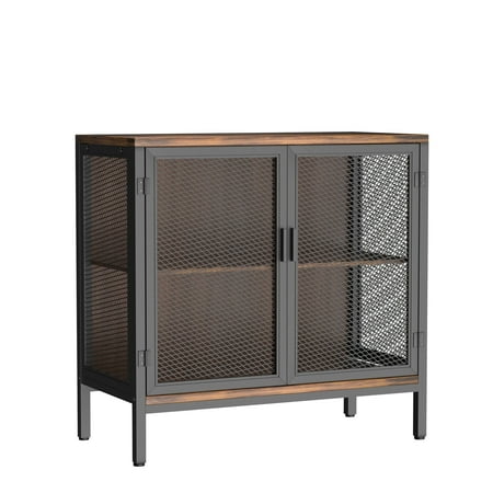 Storage Sideboard Small Home Wine Cabinet Bar for Liquor and Wine (31.4 Inch Rustic Brown)