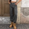 thumbnail image 7 of Jeans for Women Casual Lightweight Elastic Waist Stretchy Pants Summer Trouses with Pockets Gray XL, 7 of 7