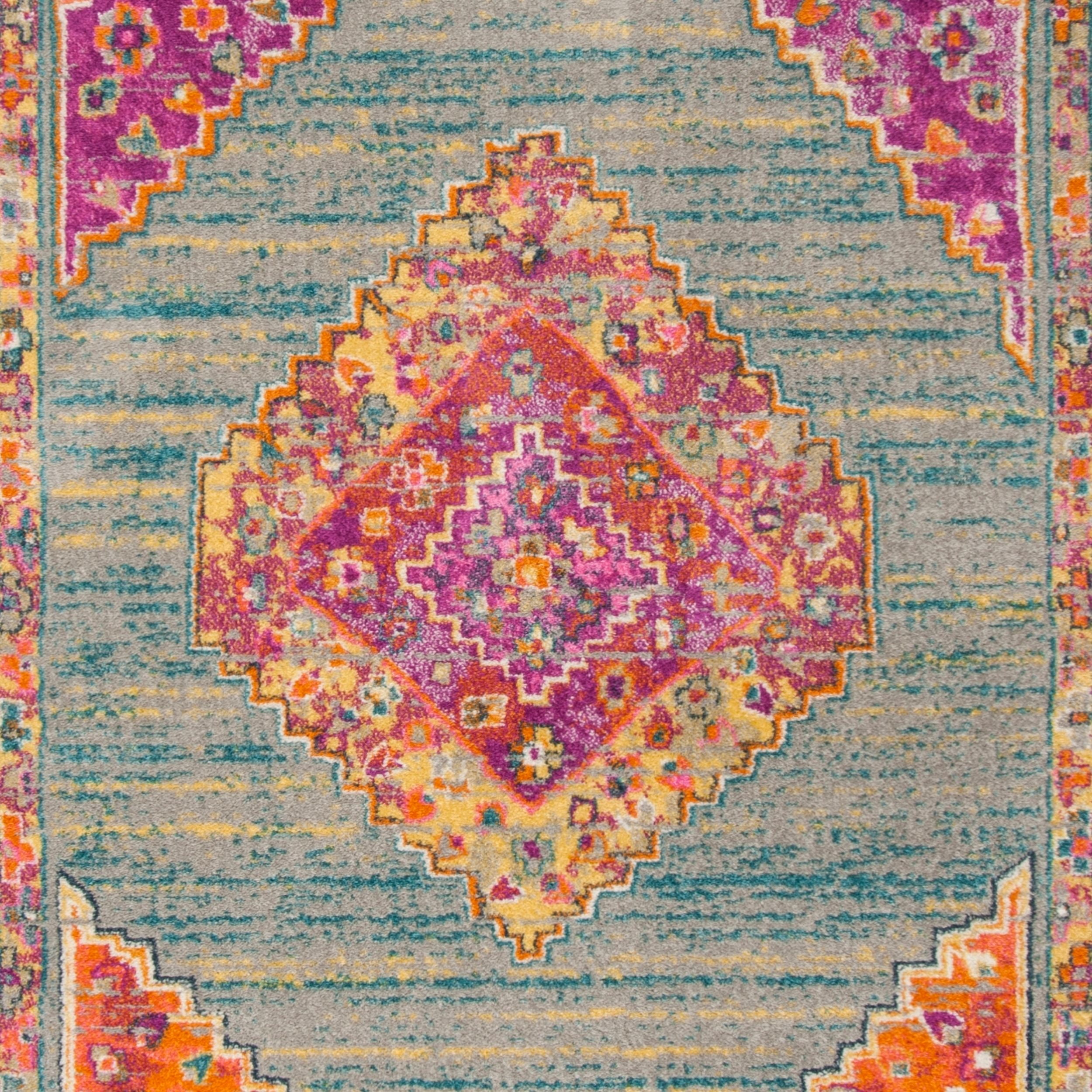 SAFAVIEH Madison Emmet Traditional Area Rug, Light Grey/Fuchsia, 10' x 14'
