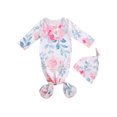 thumbnail image 1 of Xingqing 2 Pcs Nouveau-Né Nourrisson Bébé Col Rond Imprimé Floral Dessin Animé Bonnet Rond avec Poche pour Dormir, 1 of 8