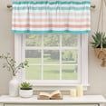 thumbnail image 3 of Teal Pink Striped Valances for Windows, Decorative Rod Pocket Window Valance Curtains, Farmhouse Stripes Simple Art Short Curtain Drapes for Kitchen/Bathroom/Living Room, 2 Panels, 54" W x 18" L, 3 of 8