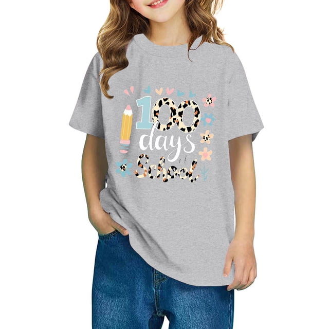 Fiudx Camiseta para Niños, Mezcla de Poliéster Suave, Cuello Redondo, Manga Corta, Cómoda, Uso Diario Informal, Estilo Niño/Niña, Lavado a Mano.