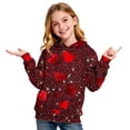 thumbnail image 3 of Sudadera con capucha para niña, para el Día de San Valentín, con estampado de color, de manga larga, informal, deportiva, con capucha, de manga larga, con inserciones en los hombros, blusa de poliéste, 3 of 6