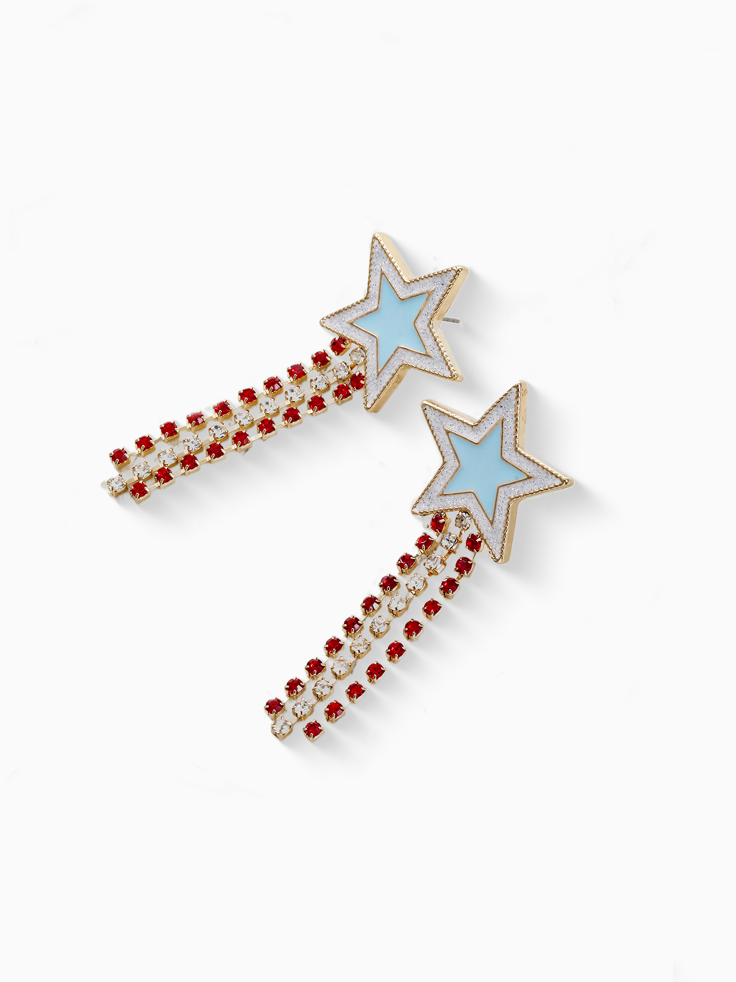 Way to Celebrate Americana Patriotic Star Crystal Drop Earrings