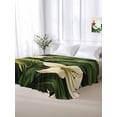 thumbnail image 5 of White Lily Flower Twim Size Flat Sheet, Wrinkleproof & Fadeproof Cooling Flat Bed Sheet Only, Tropical Bloom Floral Green Leaf Breathable Soft Bedding Top Sheets 66 x 96 Inches, 5 of 8