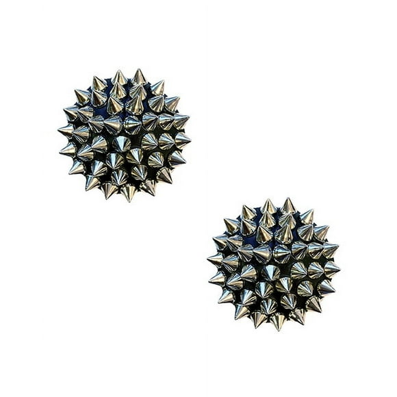 Burlesque Bowser Spike Pleather Reusable Silicone Pasties - Silver/Black O/S