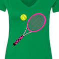 thumbnail image 4 of Inktastic Pink Tennis Racket and Ball Women's V-Neck T-Shirt, 4 of 5