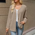 thumbnail image 2 of Edvintorg Knit Cardigans for Women V Neck Long Sleeve Loose Casual Button Down Cardigan Women's Clothes Coffee S-2XL, 2 of 6
