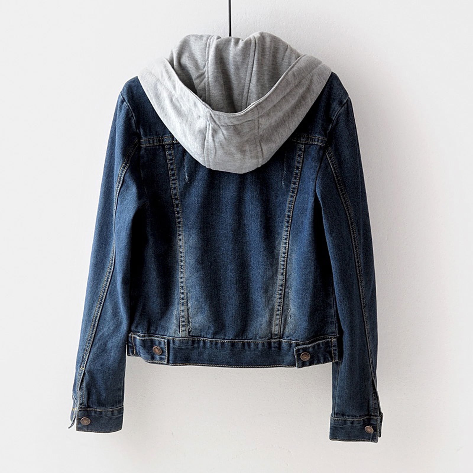 Clearance Sales Women's Fleece Jackets & Coats Women Vintage Button Down Distressed Short Denim Jean Jacket Coat With Pocket