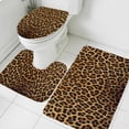 thumbnail image 3 of Brown Leopard Print Bath Mat 3 Piece Bathroom Rug Set, Classic Abstract Animal Patterned Non Slip Bath Rug Contour Mat and Toilet Lid Cover, Absorbent Shower Mats Soft Bath Rugs and Mats Sets, 3 of 8