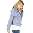 thumbnail image 2 of Haute Monde Women's Juniors Casual Faux Suede Moto Jacket (Large, Blue), 2 of 3